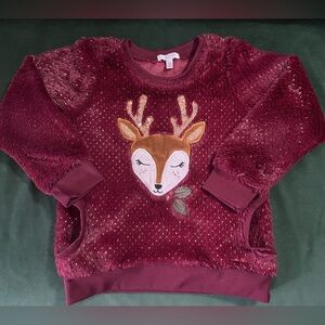 Tahari Burgundy Kids Deer Sweater